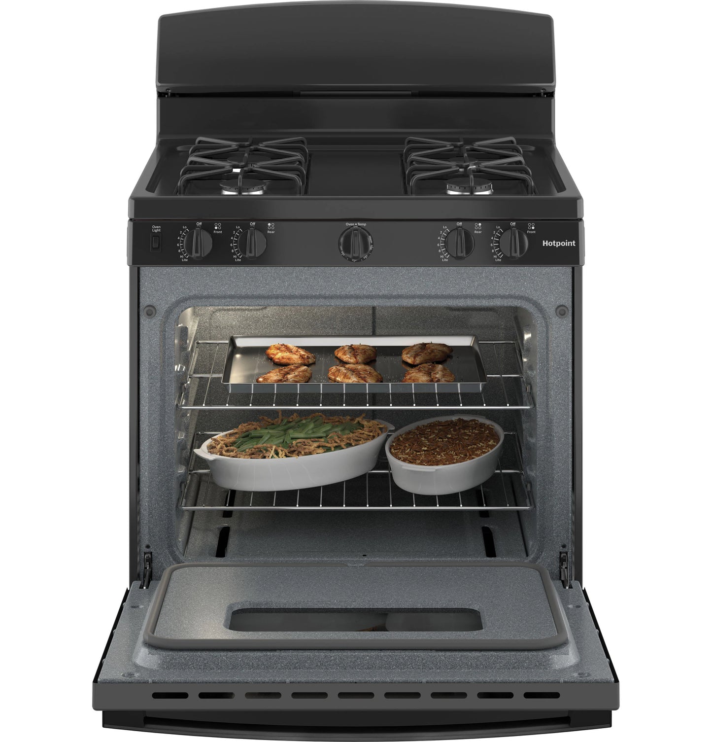 Model #RGBS330DRBB Hotpoint 30-Inches 4 burners 4.8-Cu. Feet Freestanding Natural gas Gas Range ( Black )