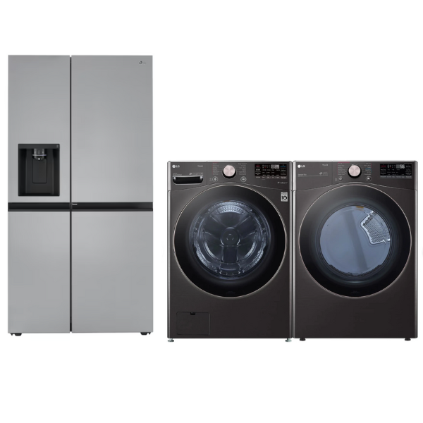 LG Craft Ice 27.1-cu ft Side-by-Side Refrigerator LRSXS2706S +LG WM4000HA-DLEX4000 WASHER DRYER SET