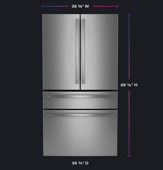 GE Profile 29 cu. ft. Smart 4-Door French-Door Refrigerator Stainless Steel w/Door in Door, Dual-Dispense AutoFill Pitcher