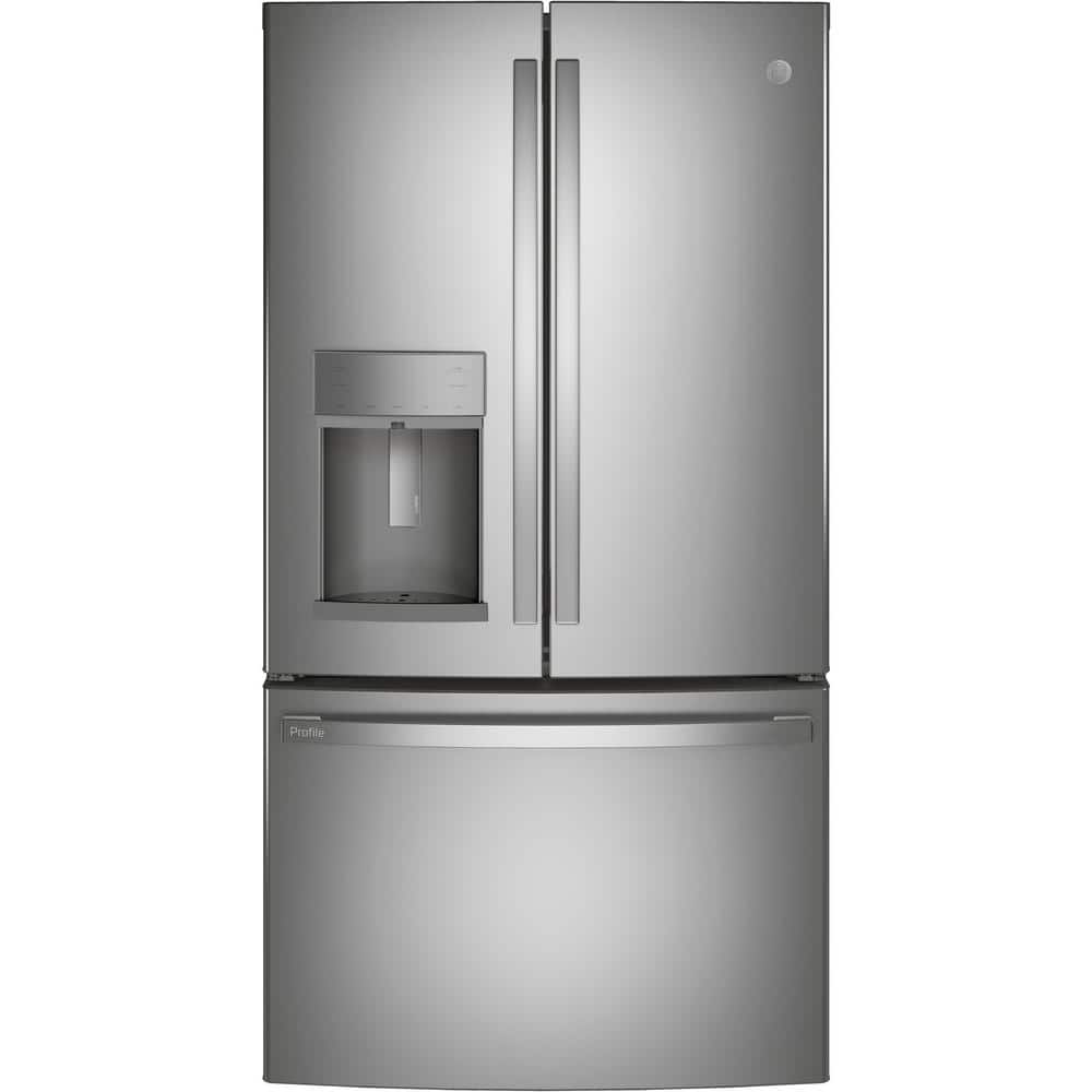 Model #PFE28KYNFS GE Profile Standard-Depth 27.8-Cu. Feet 3 -Door French Door Refrigerator with Ice Maker with water and Ice dispenser ( Fingerprint-resistant Stainless Steel ) ENERGY STAR Certified
