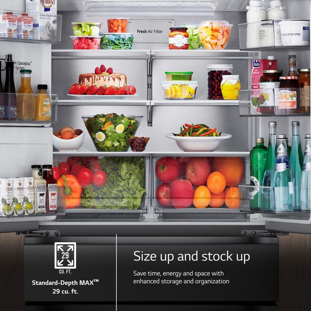 LF29H8330S LG 29 cu. ft. SMART Standard Depth MAX French Door Refrigerator with Full Convert Drawer in PrintProof Stainless Steel