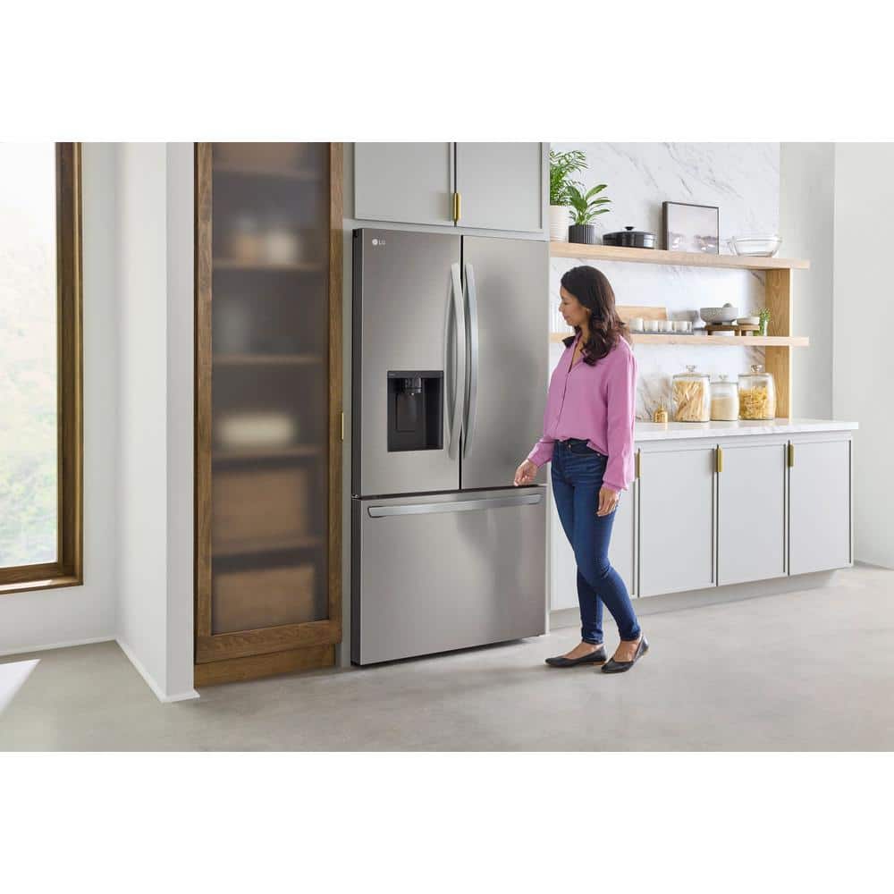 Model #LRFXC2606S LG Counter-Depth MAX 25.5-Cu. Feet 3 -Door Smart Compatible French Door Refrigerator with Dual Ice Maker with water and Ice dispenser ( PrintProof Stainless Steel ) ENERGY STAR Certified