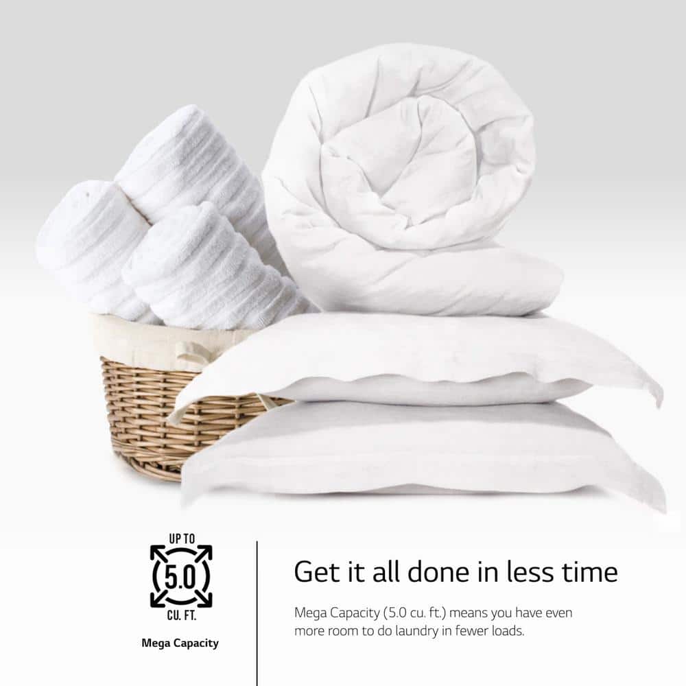 5.0 cu. ft. Stackable Smart Front Load Washer in White with AI Digital Dial, Steam and TurboWash360