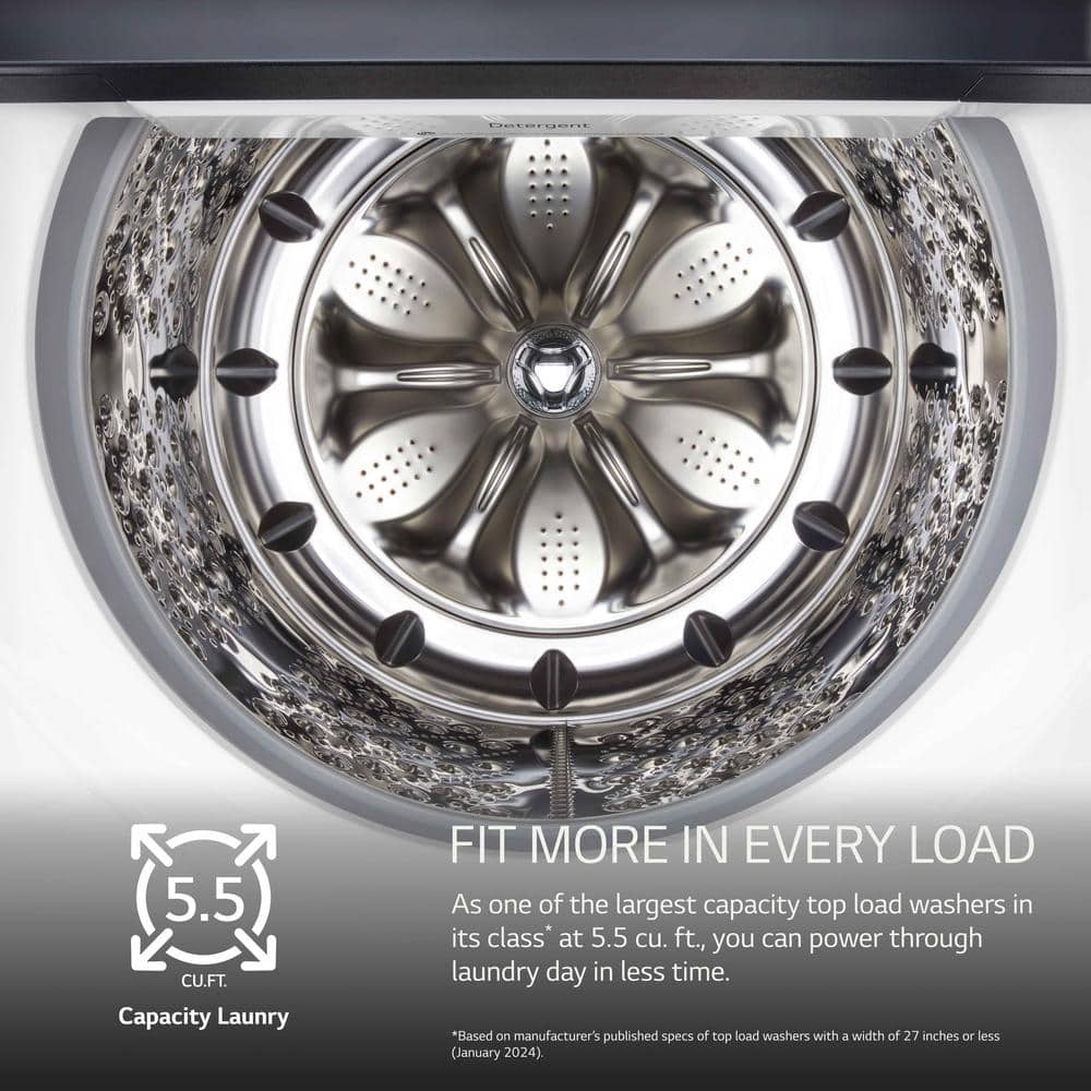LG 5.5 cu. ft. SMART Top Load Washer in Alpine White with Impeller, Easy Unload and TurboWash3D Technology