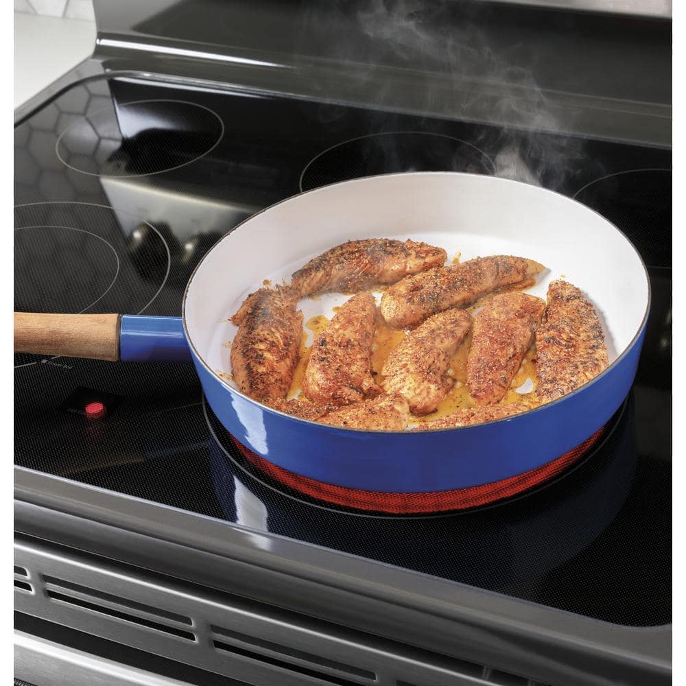 Model #JBS86SPSS GE 30-Inches Glass Top 5 burners 4.4-Cu. Feet / 2.2-Cu. Feet Steam cleaning Air Fry Convection Oven Freestanding Double Oven Electric Range ( Stainless Steel ) (Copy)