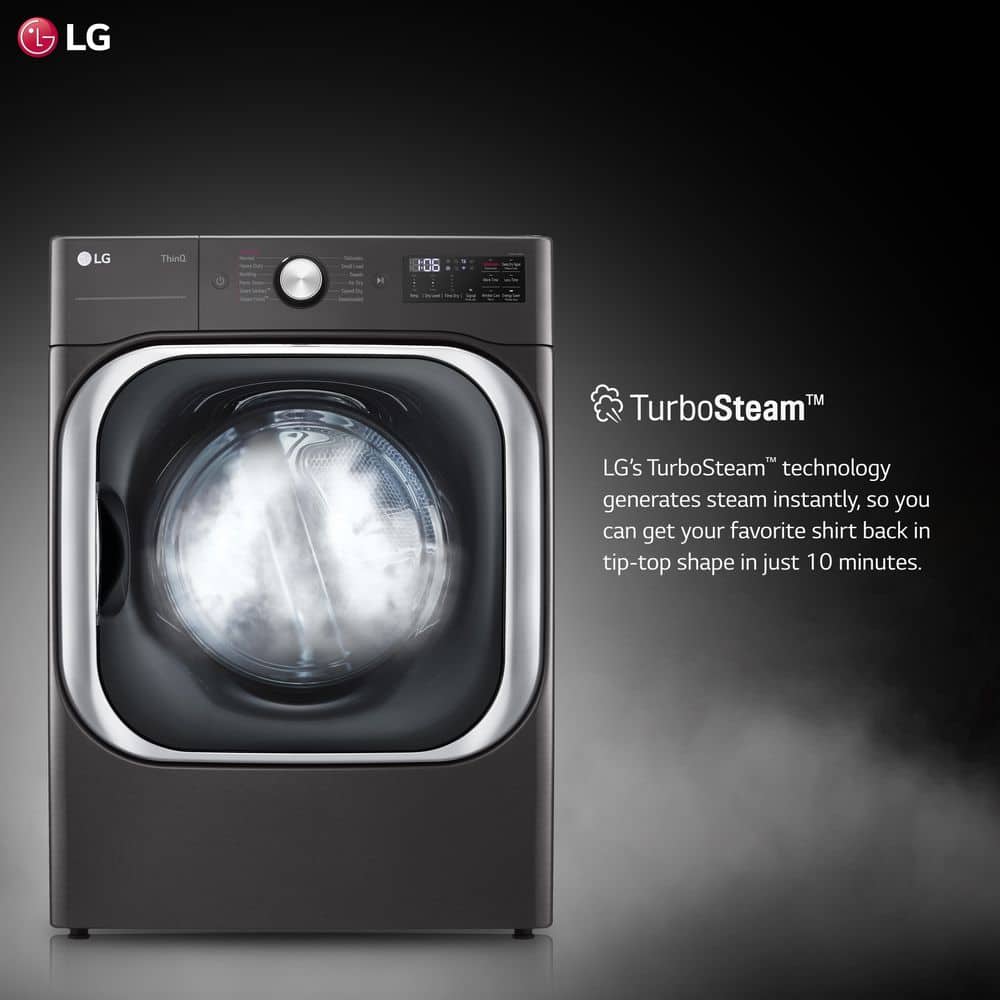 Model #DLEX8900B LG TurboSteam 9-Cu. Feet Stackable Steam Cycle Vented Electric Dryer ( Black Steel ) Energy Star Certified
