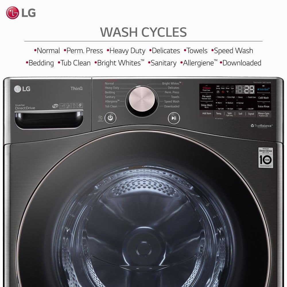 Model #WM4000HBA LG TurboWash 360 4.5-Cu. Feet High Efficiency Stackable Steam Cycle Smart Front-Load Washer ( Black Steel ) ENERGY STAR