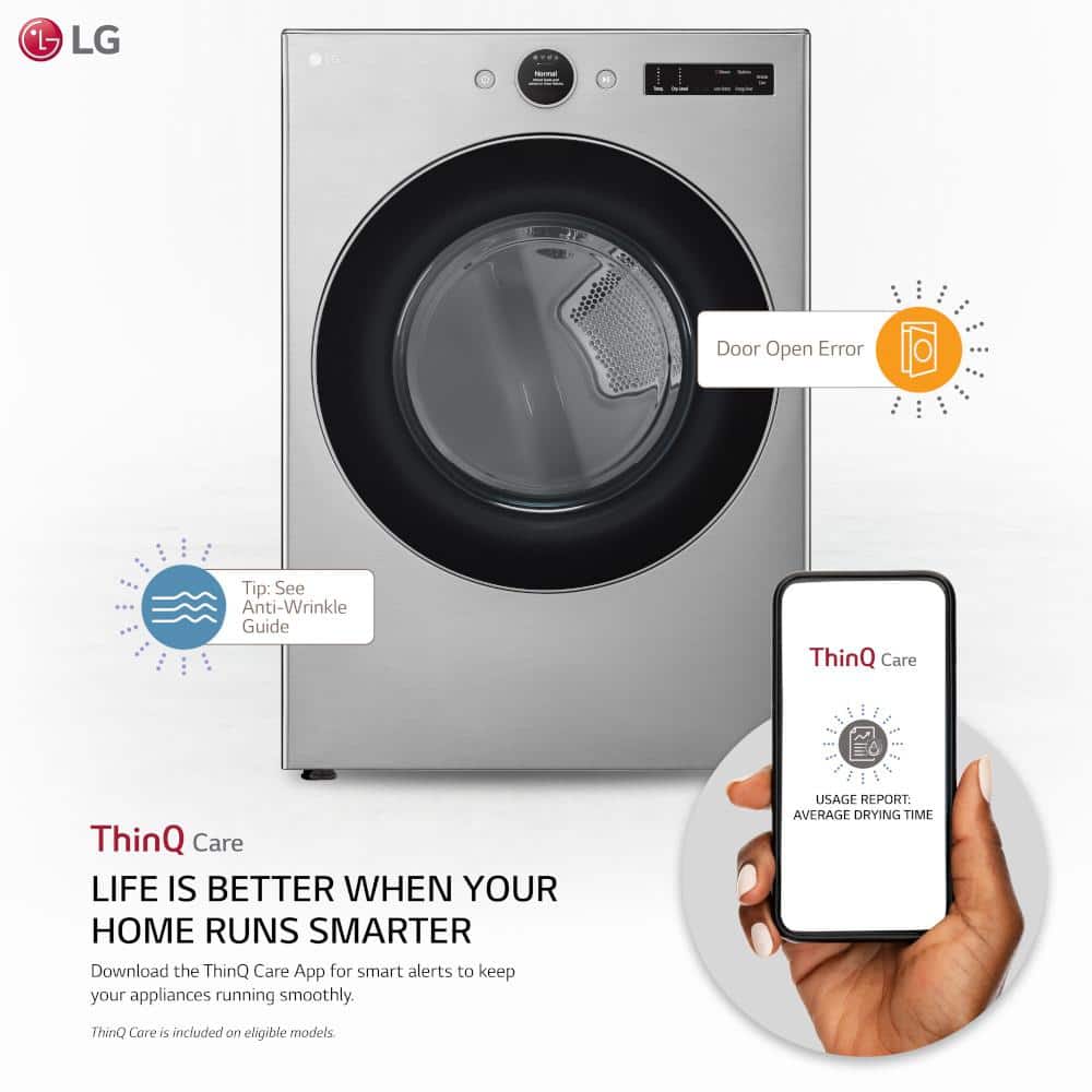 LG 7.4 cu. ft. Vented Stackable SMART Electric Dryer in Graphite Steel with TurboSteam and AI Sensor Dry Technology,  DLEX5500V