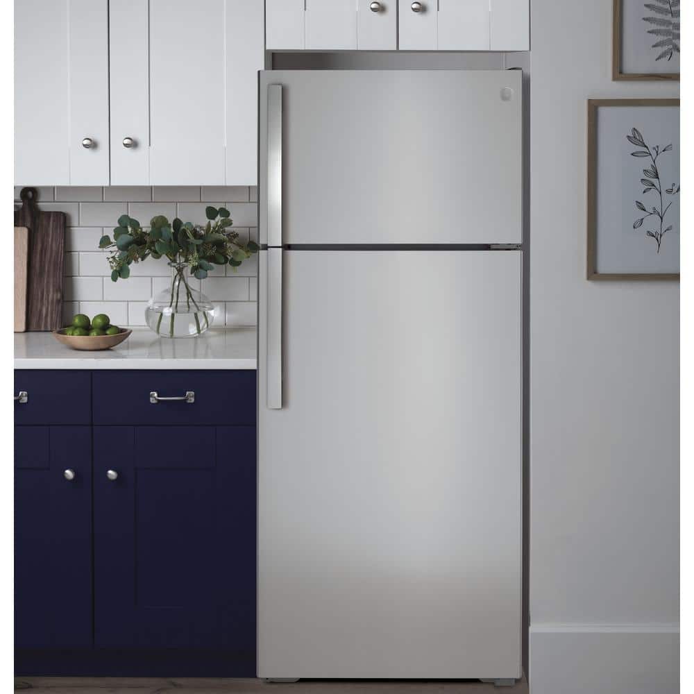 Model #GIE18GSNRSS GE 17.5-cu ft Top-Freezer Refrigerator with Ice Maker (Stainless Steel) ENERGY STAR