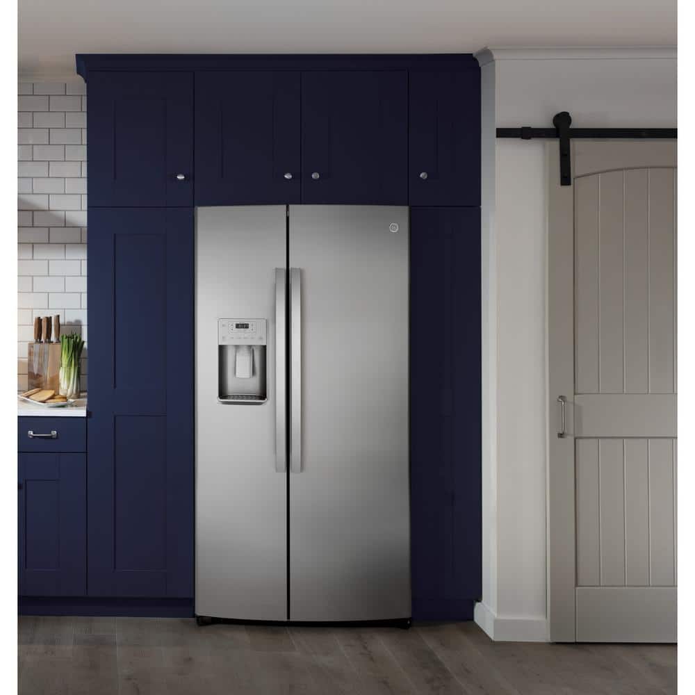 Model #GSS25IYNFS GE 25.1-cu ft Side-by-Side Refrigerator with Ice Maker, Water and Ice Dispenser (Stainless Steel)