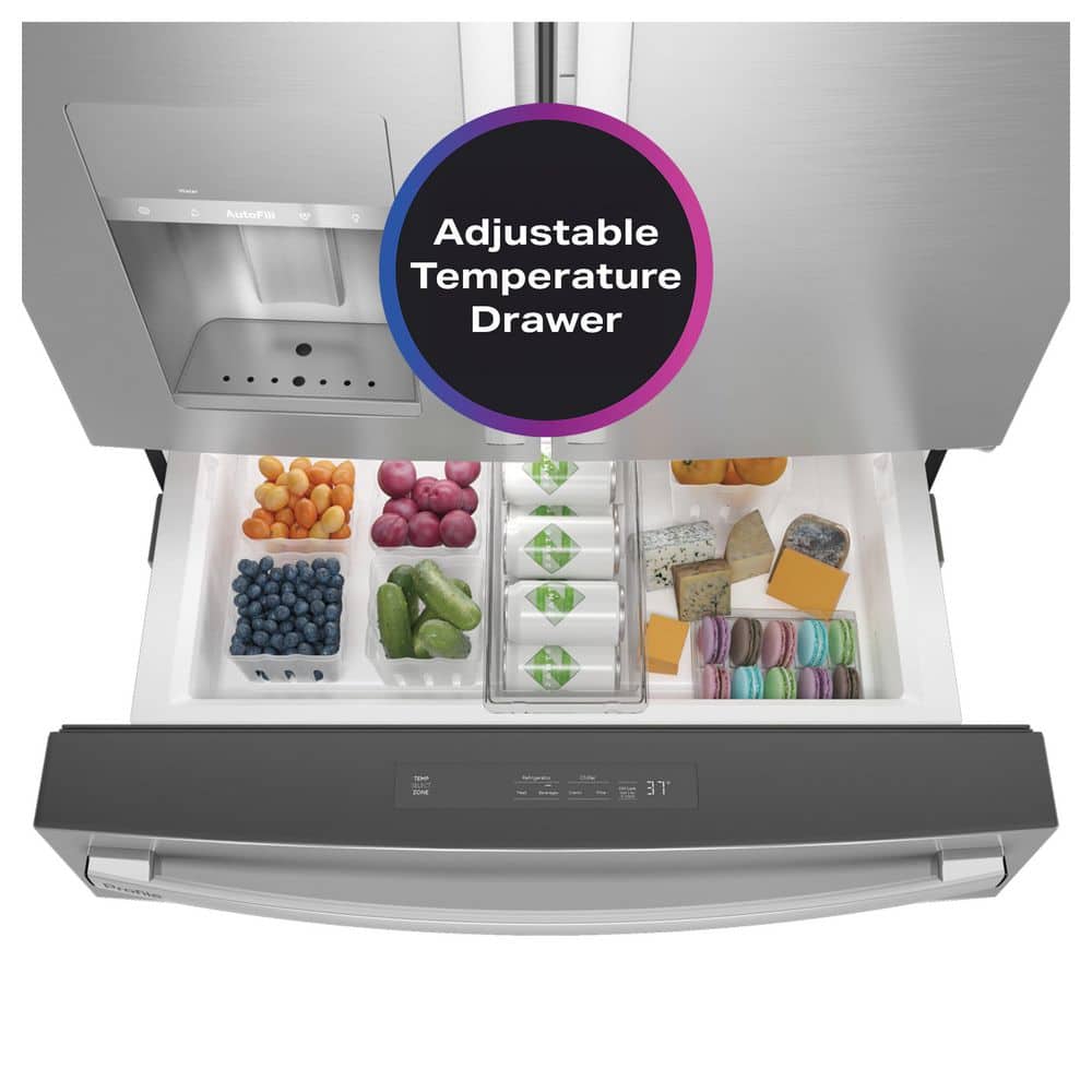 Model #PVD28BYNFS GE Profile Standard-Depth 27.9-Cu. Feet 3 -Door Smart Compatible French Door Refrigerator with Ice Maker with water and Ice dispenser and Door within Door ( Fingerprint-resistant Stainless Steel ) ENERGY STAR Certified