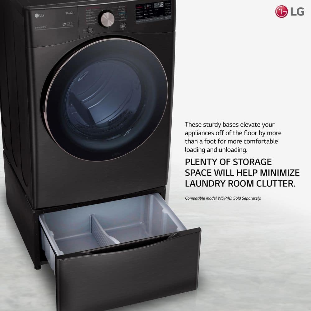 LG 7.4 Cu. Ft. Vented SMART Stackable Electric Dryer in Black Steel with TurboSteam and Sensor Dry Technology , DLEX4000B