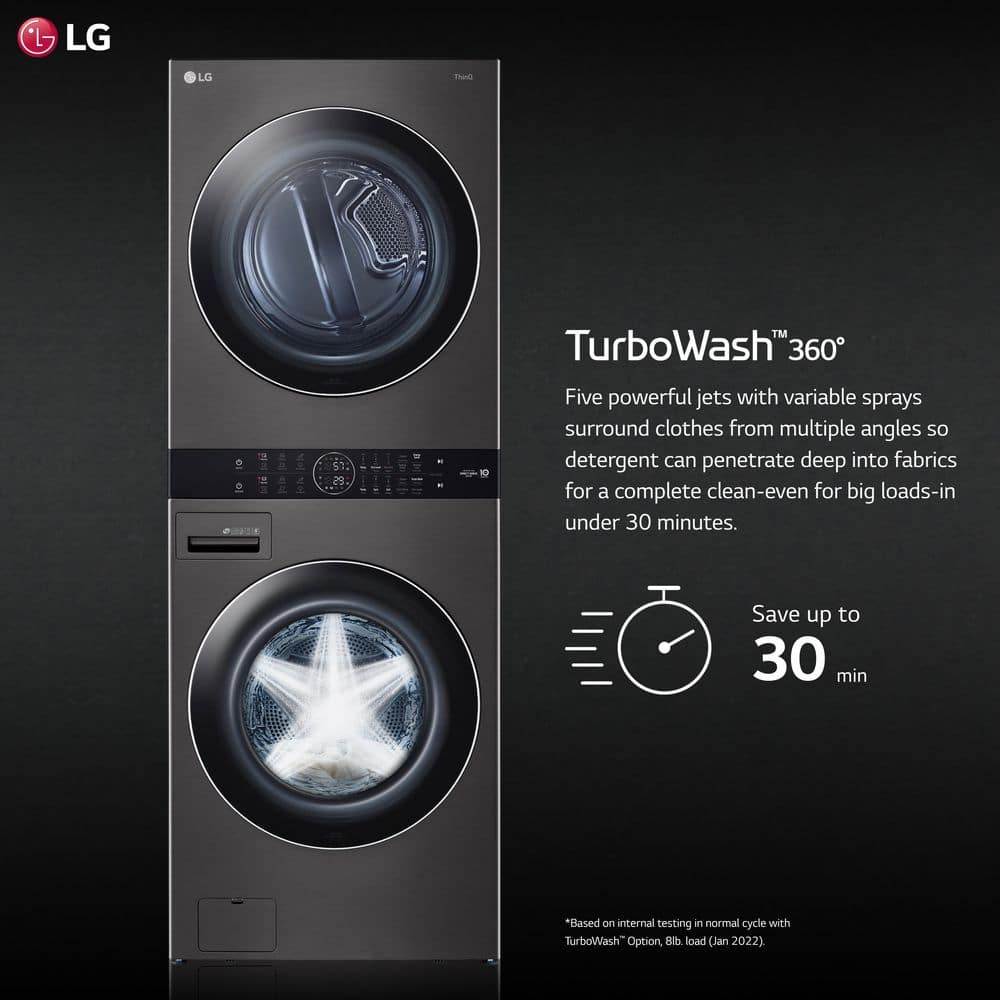 Model WKEX200HBA LG WashTower Stacked Laundry Center with 4.5-cu ft Front Load Washer and Electric 7.4-cu ft Dryer (ENERGY STAR)