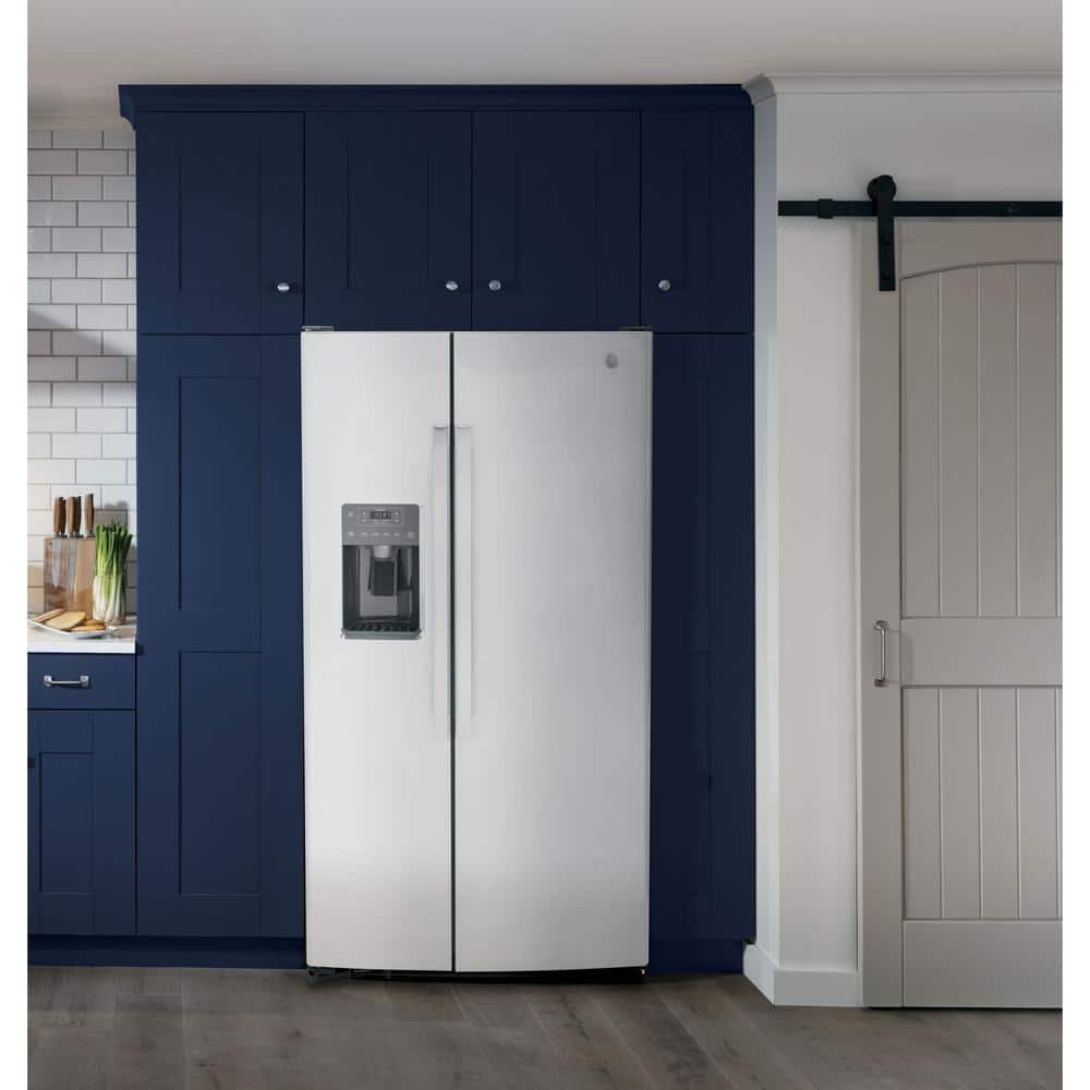 GSS25GYPFS GE - 25.3 Cu. Ft. Side-by-Side Refrigerator with External Ice & Water Dispenser - Stainless Steel