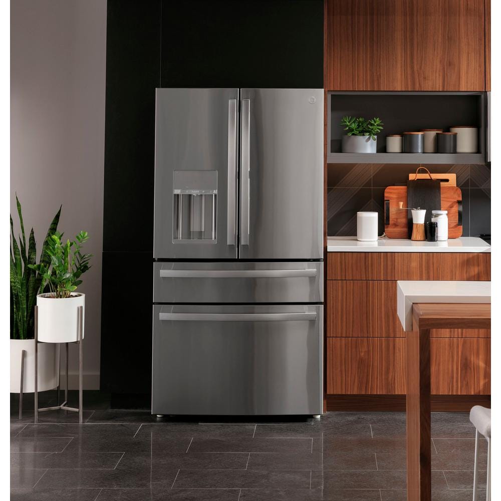Model #PVD28BYNFS GE Profile Standard-Depth 27.9-Cu. Feet 3 -Door Smart Compatible French Door Refrigerator with Ice Maker with water and Ice dispenser and Door within Door ( Fingerprint-resistant Stainless Steel ) ENERGY STAR Certified
