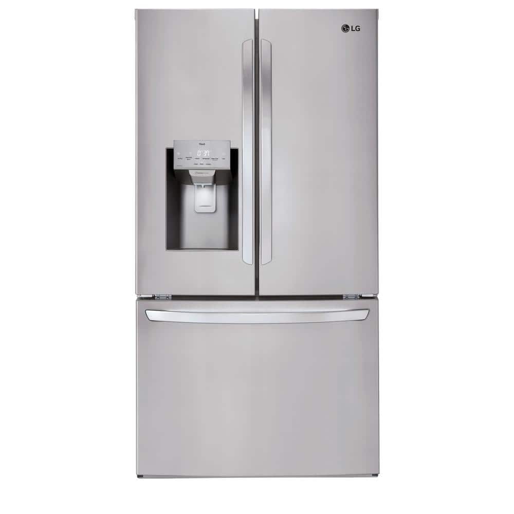 Model #LRFS28XBS LG 28 cu. ft. 3 Door French Door Refrigerator with Ice and Water with Single Ice in Stainless Standard Depth