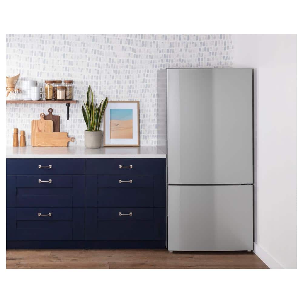 Model:GBE17HYRFS - 17.7 Cu. Ft. Bottom-Freezer Refrigerator with ENERGY STAR Certification - Stainless Steel