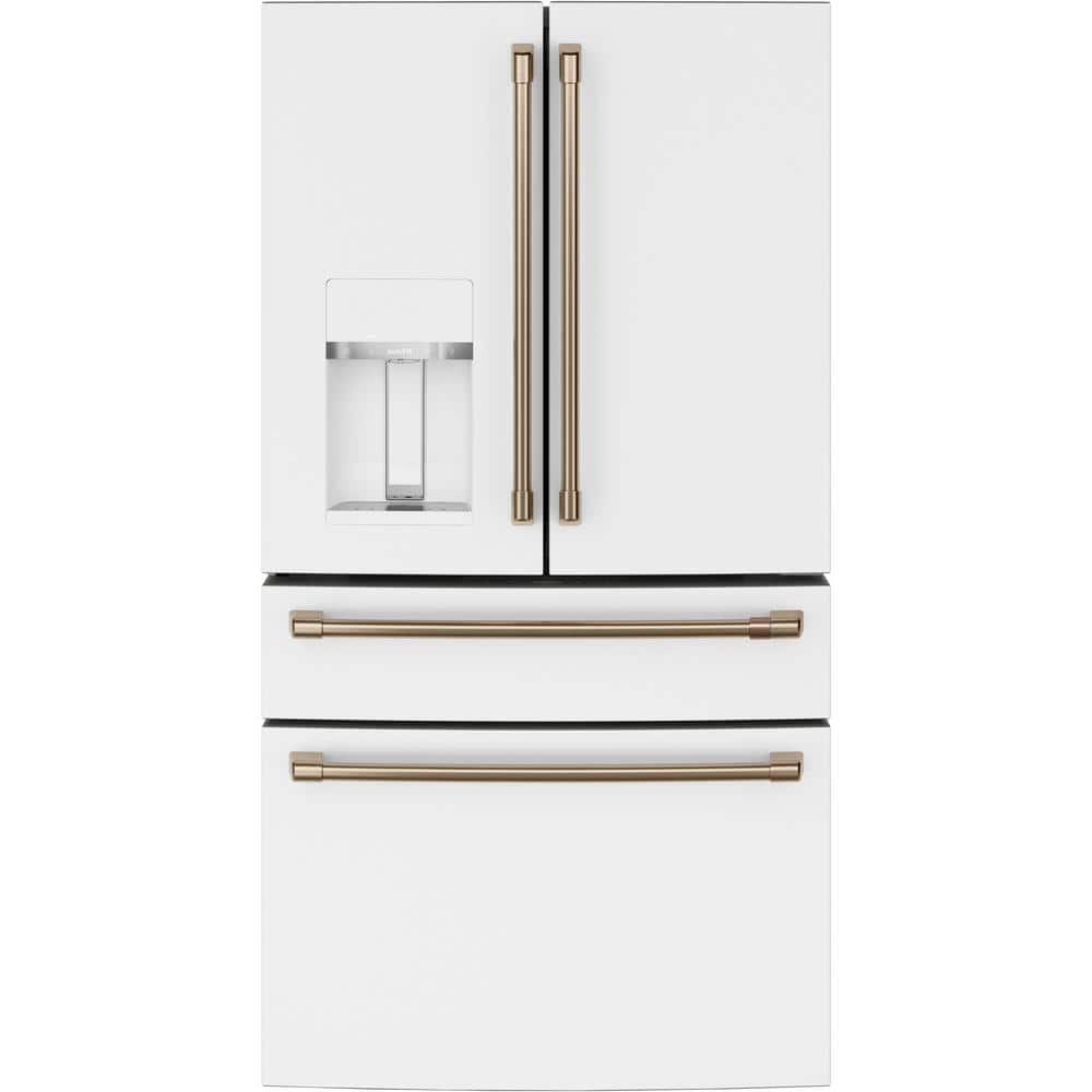 Model #CVE28DP4NW2 Cafe Standard-Depth 27.8-Cu. Feet 4 -Door Smart Compatible French Door Refrigerator with Ice Maker with water and Ice dispenser ( Matte White ) ENERGY STAR Certified