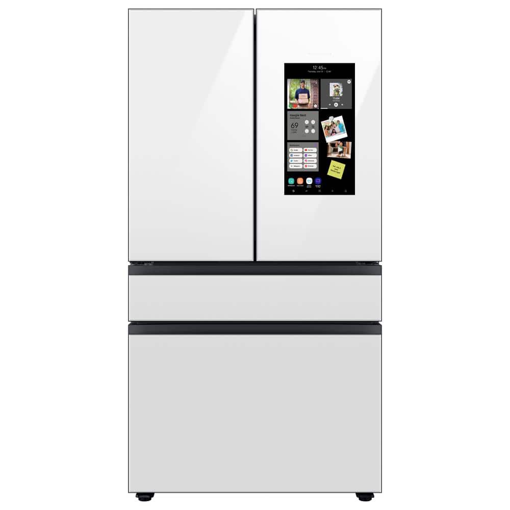 Model #RF29BB890012 Samsung Bespoke Standard-Depth Family Hub 28.6-Cu. Feet 4 -Door Smart Compatible French Door Refrigerator with Dual Ice Maker with water dispenser and Door within Door ( White Glass ) ENERGY STAR Certified