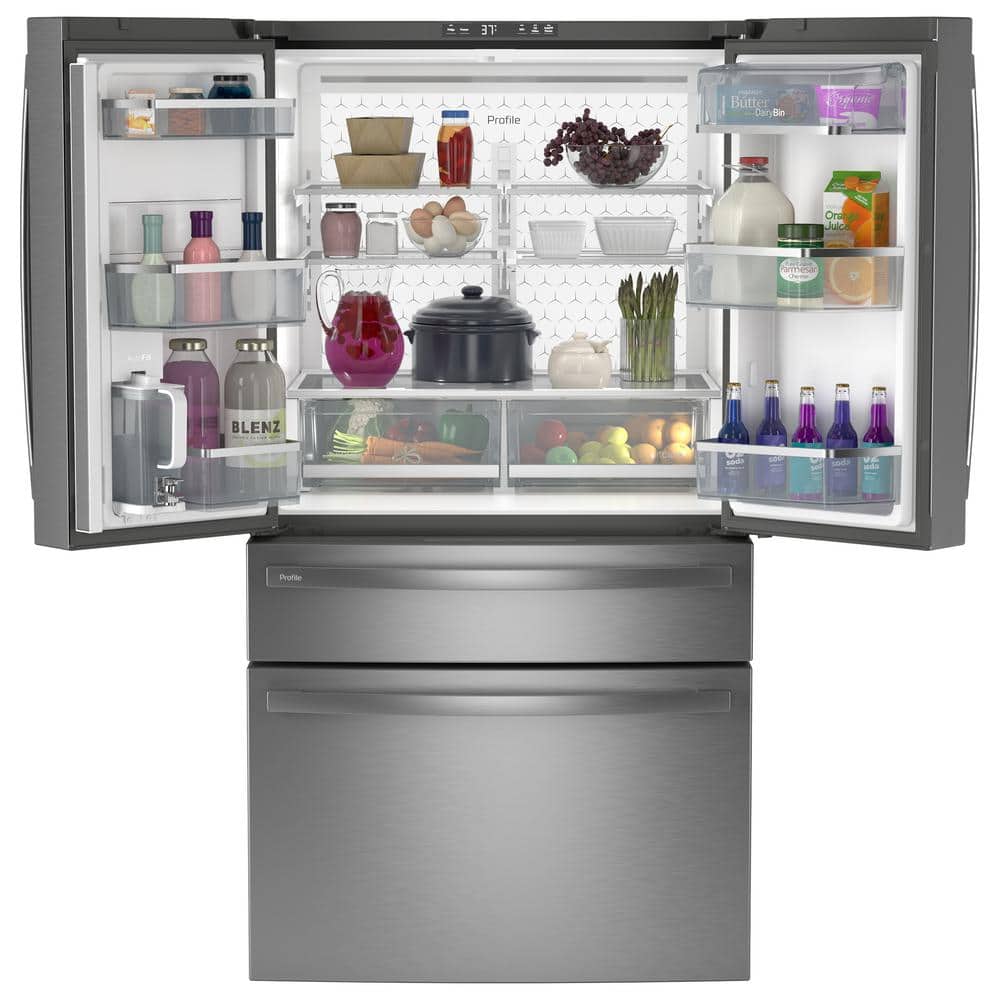 Model #PGE29BYTFS GE Profile Standard-Depth 28.7-Cu. Feet 4 -Door Smart Compatible French Door Refrigerator with Ice Maker with water dispenser ( Fingerprint-resistant Stainless Steel ) ENERGY STAR Certified