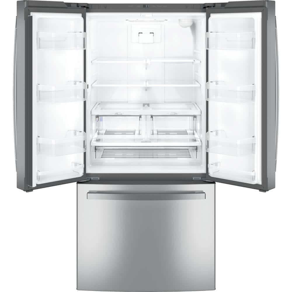 GNE25JYKFSGE Standard-Depth 24.8-Cu. Feet 3 -Door French Door Refrigerator with Ice Maker with water dispenser ( Stainless Steel ) ENERGY STAR Certified