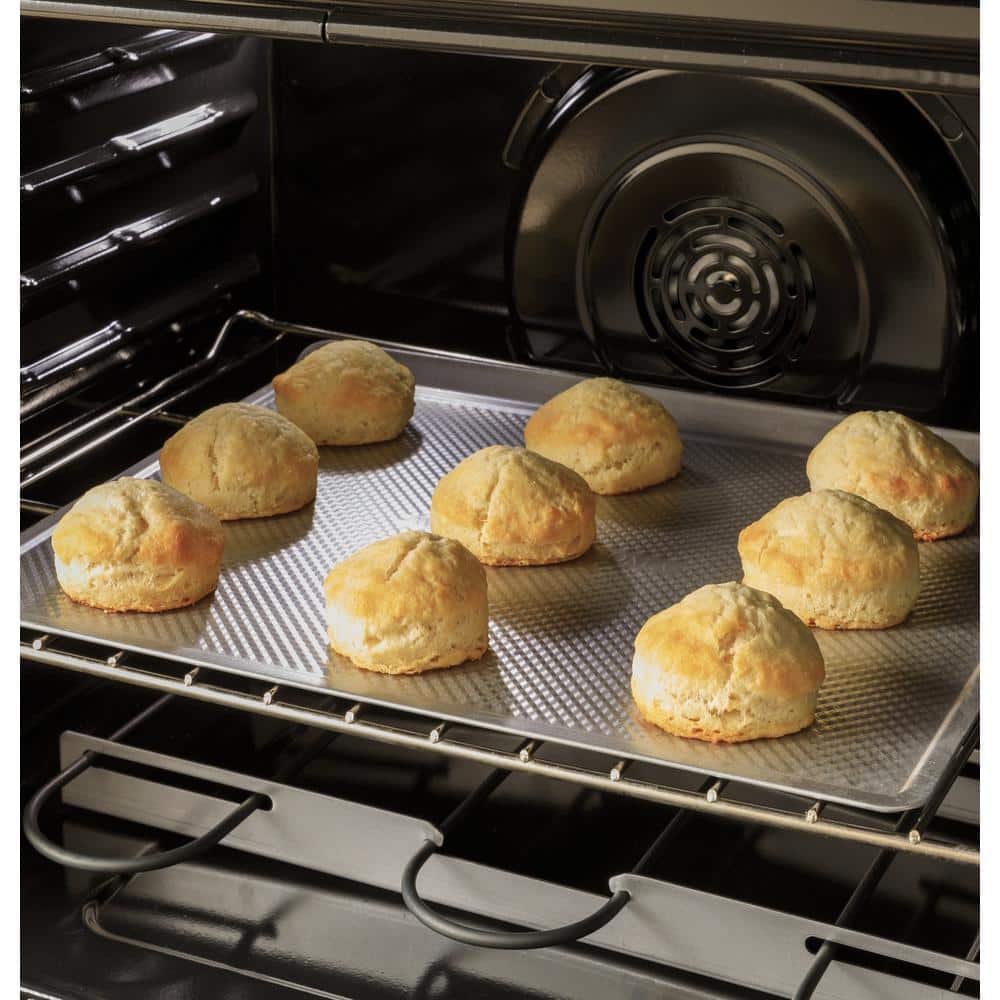 Model #JBS86SPSS GE 30-Inches Glass Top 5 burners 4.4-Cu. Feet / 2.2-Cu. Feet Steam cleaning Air Fry Convection Oven Freestanding Double Oven Electric Range ( Stainless Steel ) (Copy)