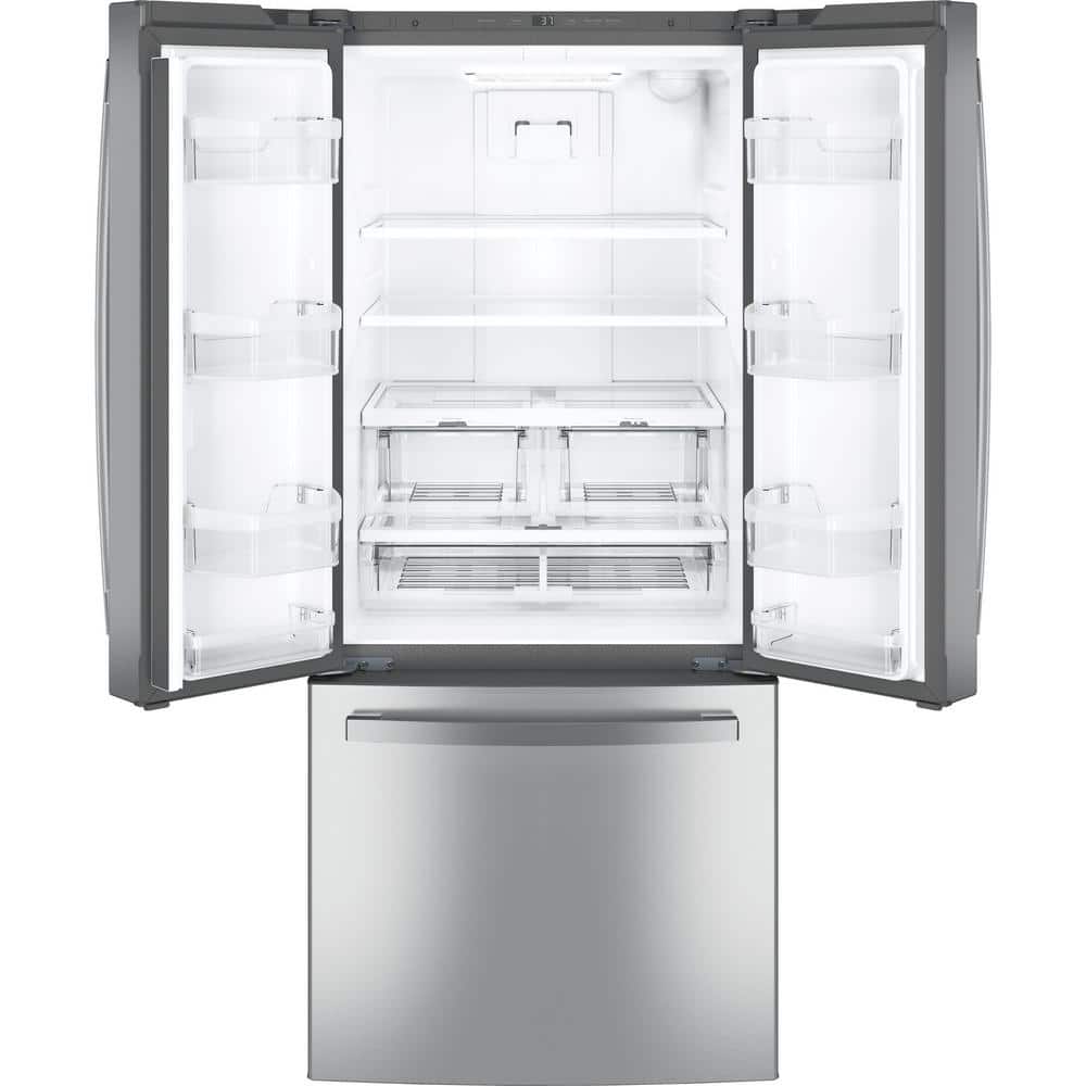 Model #GNE21FYKFS GE Standard-Depth 20.8-Cu. Feet 3 -Door French Door Refrigerator with Ice Maker ( Stainless Steel ) ENERGY STAR Certified