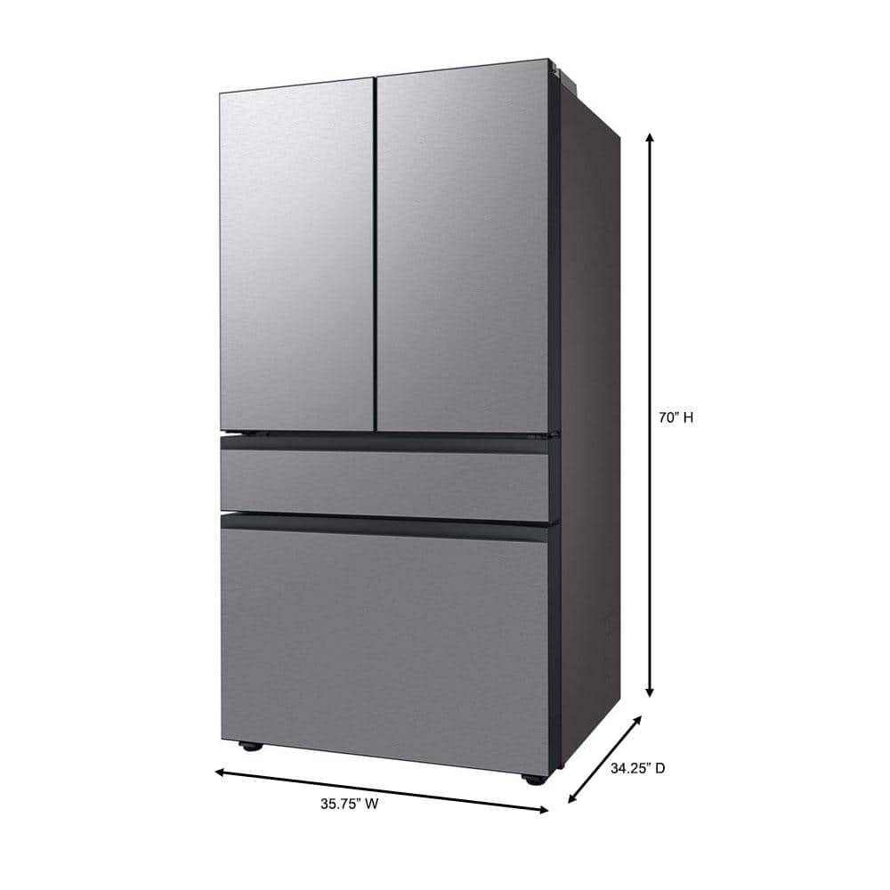 RF29BB8600QL Samsung Bespoke Standard-Depth 28.8-Cu. Feet 4.0 -Door Smart Compatible French Door Refrigerator with Dual Ice Maker with water dispenser and Door within Door ( Fingerprint Resistant Stainless Steel - All Panels ) ENERGY STAR Certified