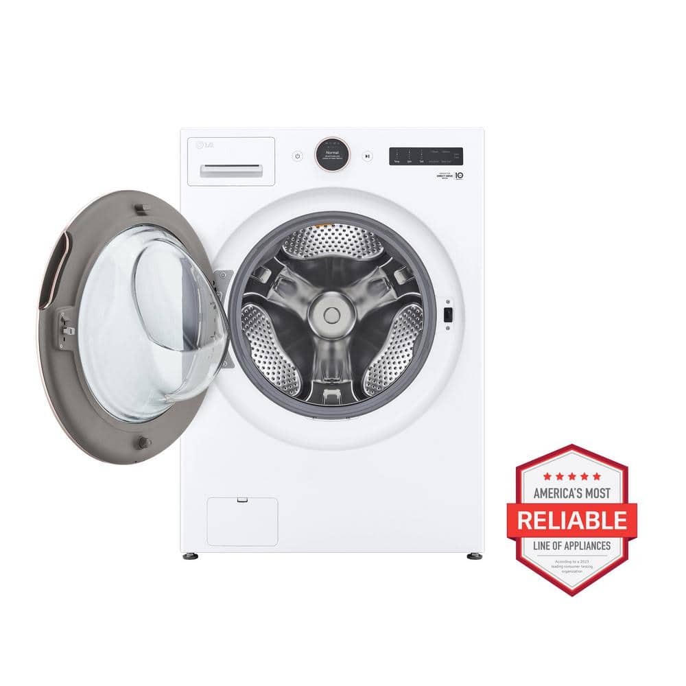5.0 cu. ft. Stackable Smart Front Load Washer in White with AI Digital Dial, Steam and TurboWash360