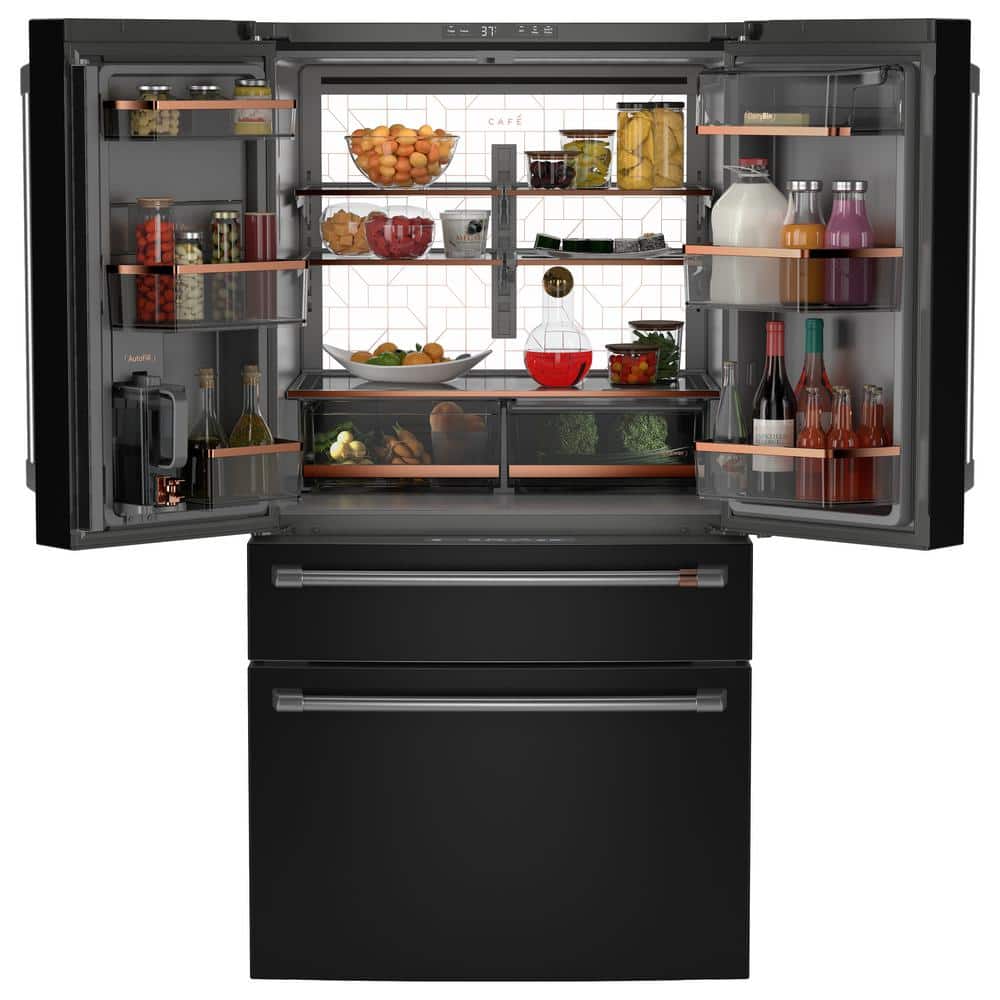 CGE29DP3TD1 Cafe Standard-Depth 28.7-Cu. Feet 4 -Door Smart Compatible French Door Refrigerator with Ice Maker with water dispenser ( Matte Black ) ENERGY STAR Certified