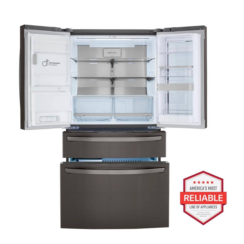 LRMVC2306D LG Counter-Depth Craft Ice 22.5-Cu. Feet 4 -Door Smart Compatible French Door Refrigerator with Dual Ice Maker with water and Ice dispenser and Door within Door ( PrintProof Black Stainless Steel ) ENERGY STAR Certified