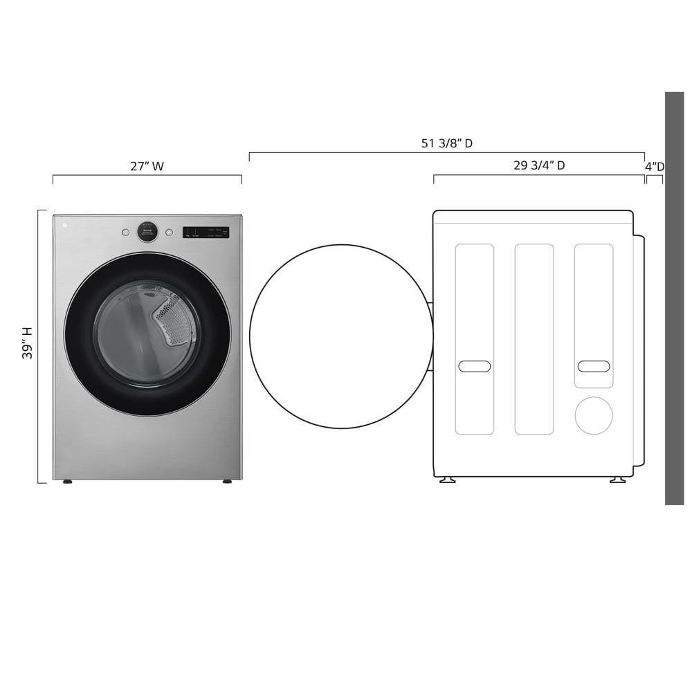 LG 7.4 cu. ft. Vented Stackable SMART Electric Dryer in Graphite Steel with TurboSteam and AI Sensor Dry Technology,  DLEX5500V