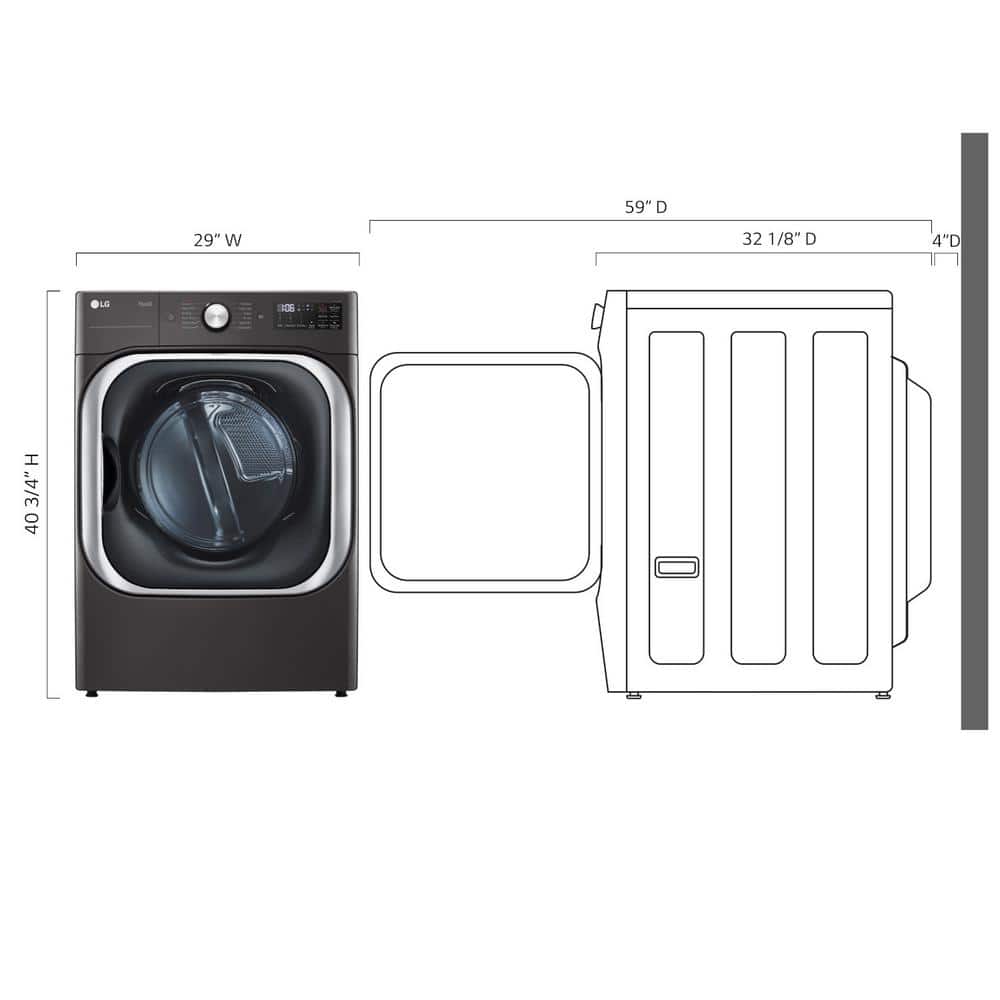 Model #DLEX8900B LG TurboSteam 9-Cu. Feet Stackable Steam Cycle Vented Electric Dryer ( Black Steel ) Energy Star Certified