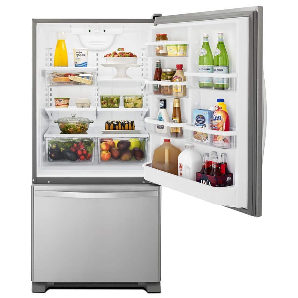 Model #WRB322DMBM Whirlpool 22.07-Cu. Feet Standard-Depth Bottom-Freezer Refrigerator with Ice Maker ( Stainless Steel ) ENERGY STAR Certified