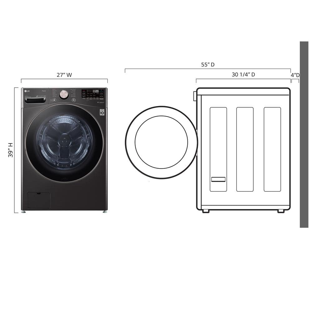 Model #WM4000HBA LG TurboWash 360 4.5-Cu. Feet High Efficiency Stackable Steam Cycle Smart Front-Load Washer ( Black Steel ) ENERGY STAR