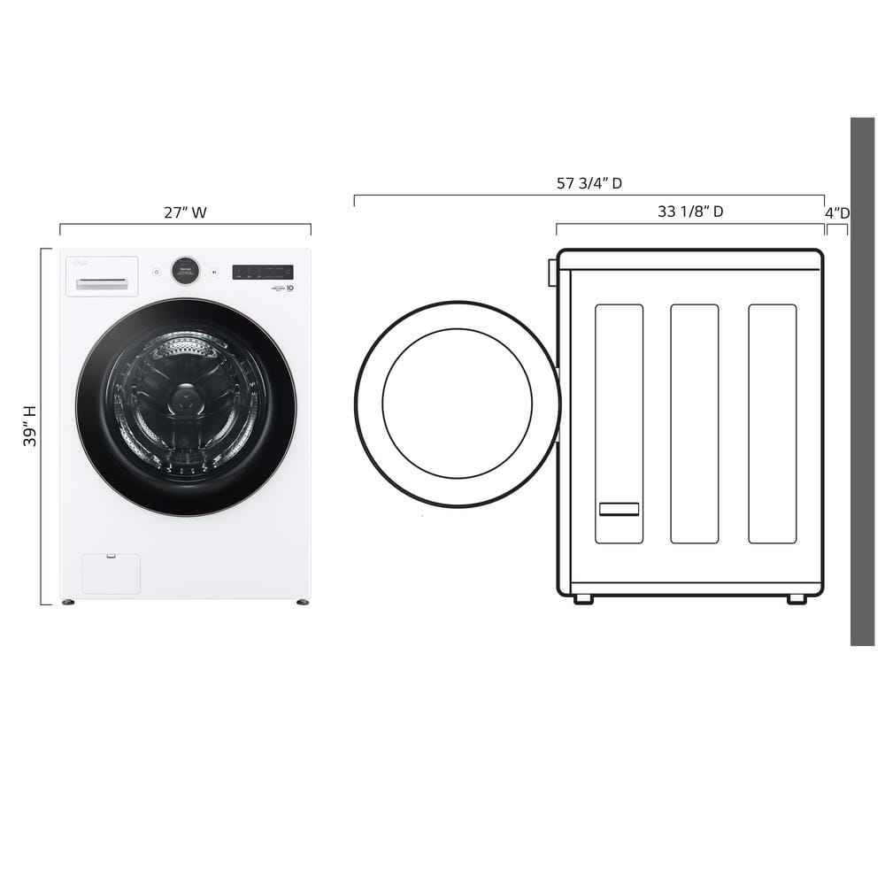 5.0 cu. ft. Stackable Smart Front Load Washer in White with AI Digital Dial, Steam and TurboWash360