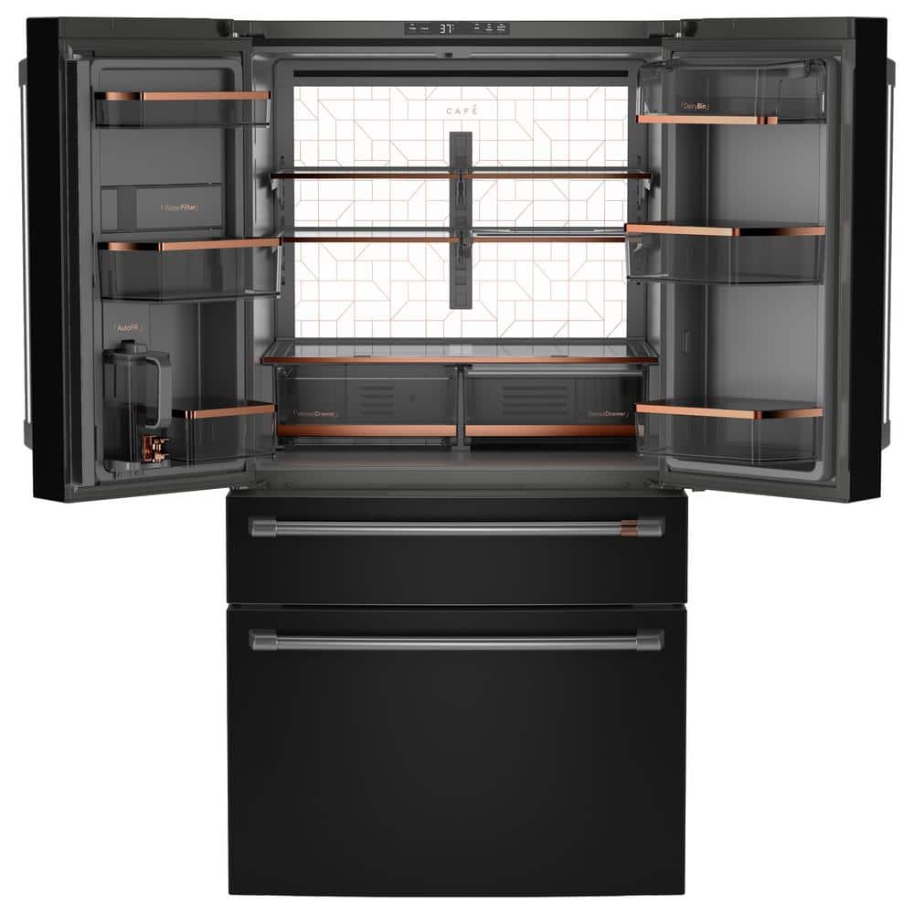 CGE29DP3TD1 Cafe Standard-Depth 28.7-Cu. Feet 4 -Door Smart Compatible French Door Refrigerator with Ice Maker with water dispenser ( Matte Black ) ENERGY STAR Certified