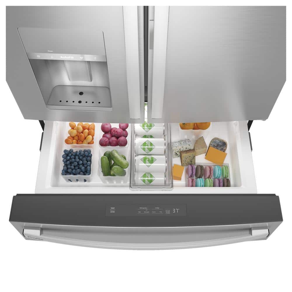 Model #PVD28BYNFS GE Profile Standard-Depth 27.9-Cu. Feet 3 -Door Smart Compatible French Door Refrigerator with Ice Maker with water and Ice dispenser and Door within Door ( Fingerprint-resistant Stainless Steel ) ENERGY STAR Certified
