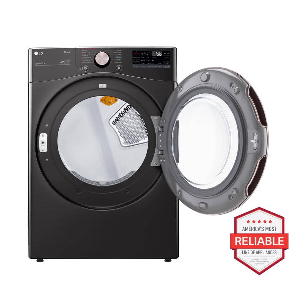 LG 7.4 Cu. Ft. Vented SMART Stackable Electric Dryer in Black Steel with TurboSteam and Sensor Dry Technology , DLEX4000B