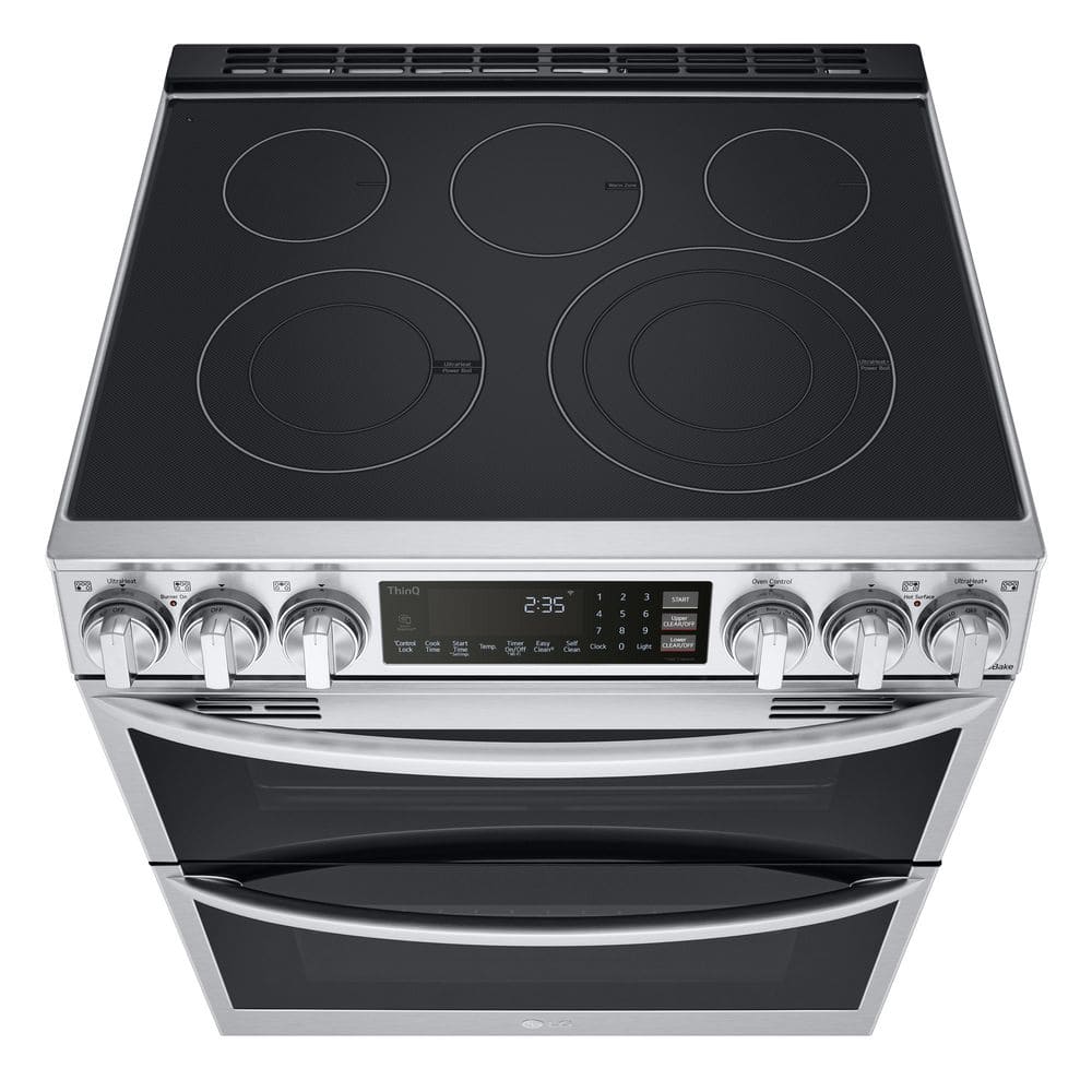 LTEL7337F LG 7.3 cu. ft. Smart Double Oven Slide-In Electric Range with ProBake and InstaView in PrintProof Stainless Steel