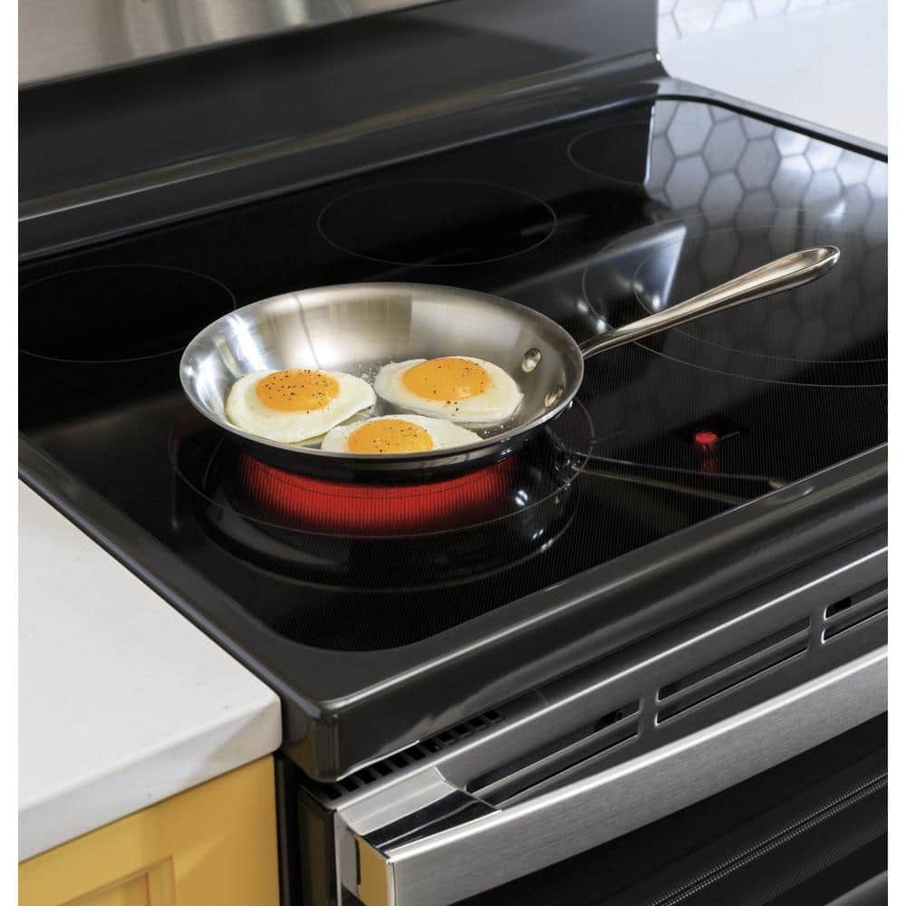 Model #JBS86SPSS GE 30-Inches Glass Top 5 burners 4.4-Cu. Feet / 2.2-Cu. Feet Steam cleaning Air Fry Convection Oven Freestanding Double Oven Electric Range ( Stainless Steel ) (Copy)