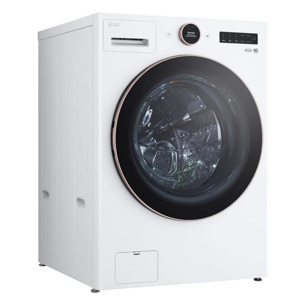 5.0 cu. ft. Stackable Smart Front Load Washer in White with AI Digital Dial, Steam and TurboWash360