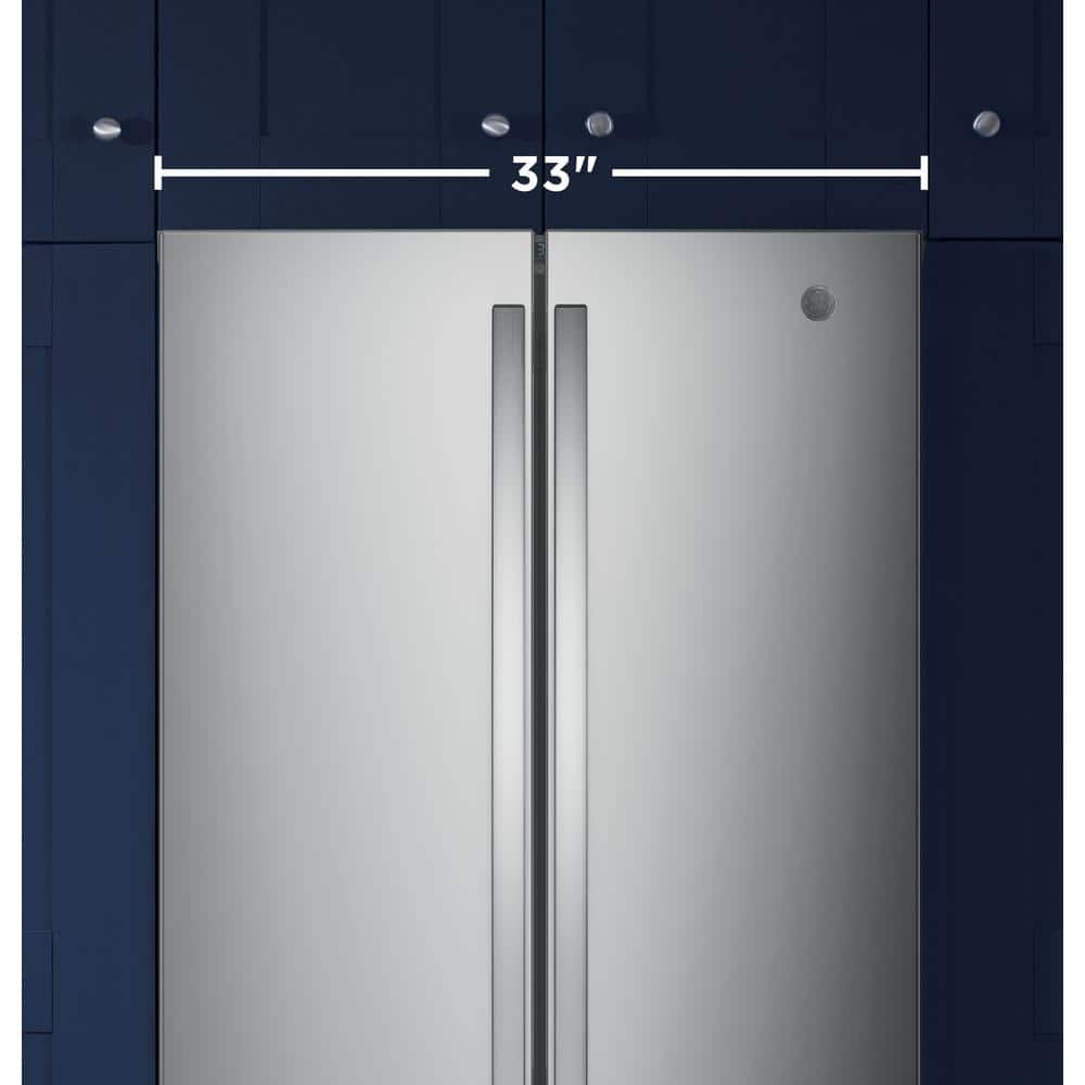 GNE25JYKFSGE Standard-Depth 24.8-Cu. Feet 3 -Door French Door Refrigerator with Ice Maker with water dispenser ( Stainless Steel ) ENERGY STAR Certified