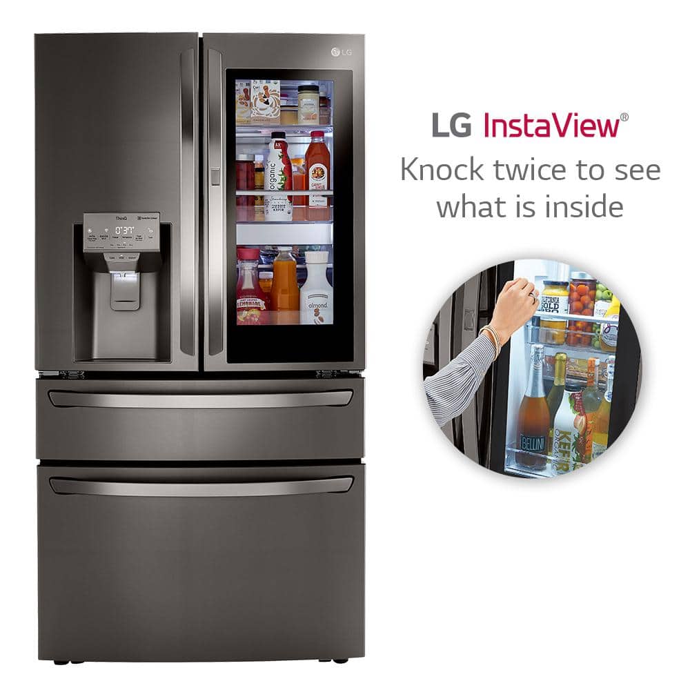 LRMVC2306D LG Counter-Depth Craft Ice 22.5-Cu. Feet 4 -Door Smart Compatible French Door Refrigerator with Dual Ice Maker with water and Ice dispenser and Door within Door ( PrintProof Black Stainless Steel ) ENERGY STAR Certified