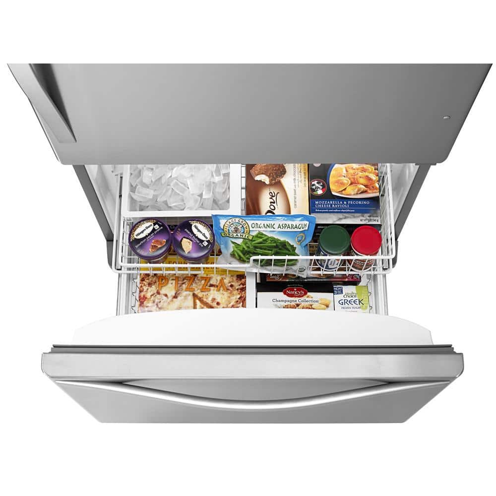 Model #WRB322DMBM Whirlpool 22.07-Cu. Feet Standard-Depth Bottom-Freezer Refrigerator with Ice Maker ( Stainless Steel ) ENERGY STAR Certified
