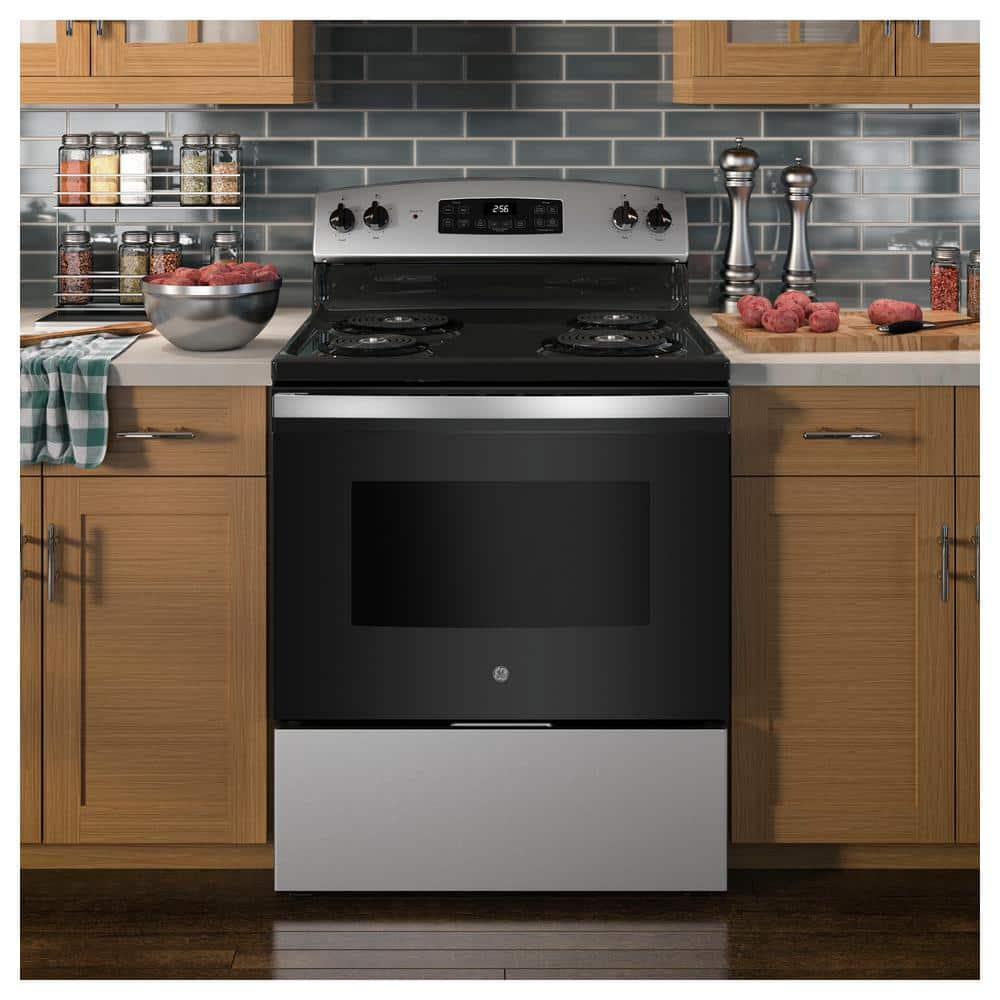 Model #JB256RTSS GE 30-Inches 4 burners 5.0-Cu. Feet Freestanding Electric Range ( Stainless Steel )