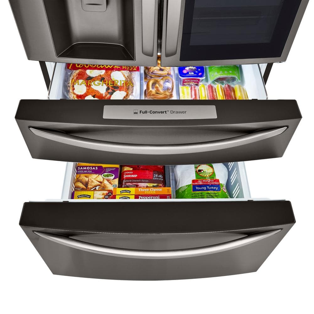 LRMVC2306D LG Counter-Depth Craft Ice 22.5-Cu. Feet 4 -Door Smart Compatible French Door Refrigerator with Dual Ice Maker with water and Ice dispenser and Door within Door ( PrintProof Black Stainless Steel ) ENERGY STAR Certified