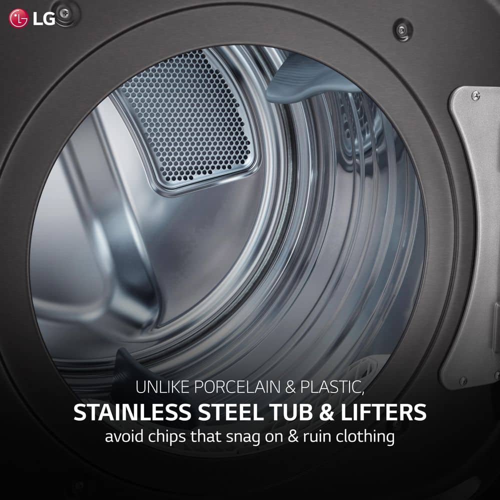 Model #DLEX8900B LG TurboSteam 9-Cu. Feet Stackable Steam Cycle Vented Electric Dryer ( Black Steel ) Energy Star Certified