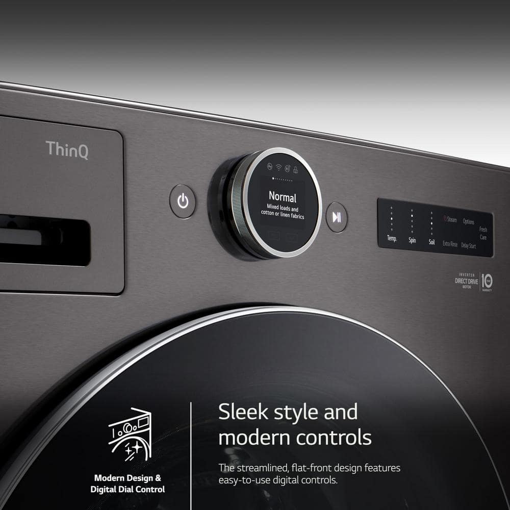 Model #WM6700HBA LG 5.0-Cu. Feet Stackable Steam Cycle Smart Front-Load Washer ( Black Steel ) ENERGY STAR