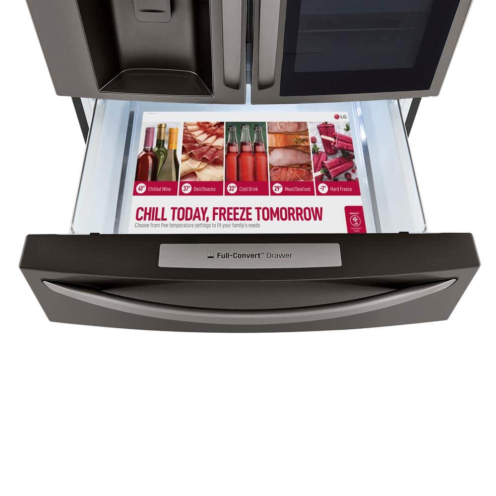 LRMVC2306D LG Counter-Depth Craft Ice 22.5-Cu. Feet 4 -Door Smart Compatible French Door Refrigerator with Dual Ice Maker with water and Ice dispenser and Door within Door ( PrintProof Black Stainless Steel ) ENERGY STAR Certified